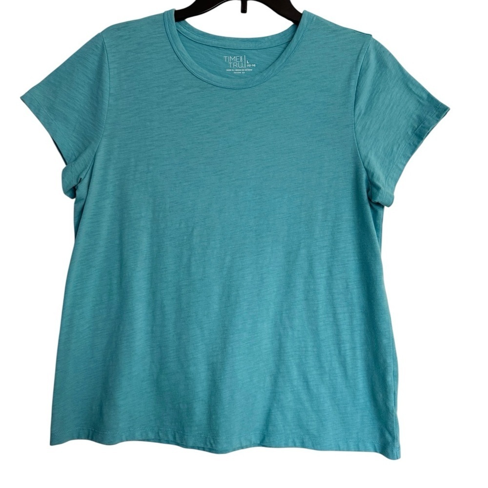 Time and Tru Women's Teal Short Sleeve Top Size Large (12-14)